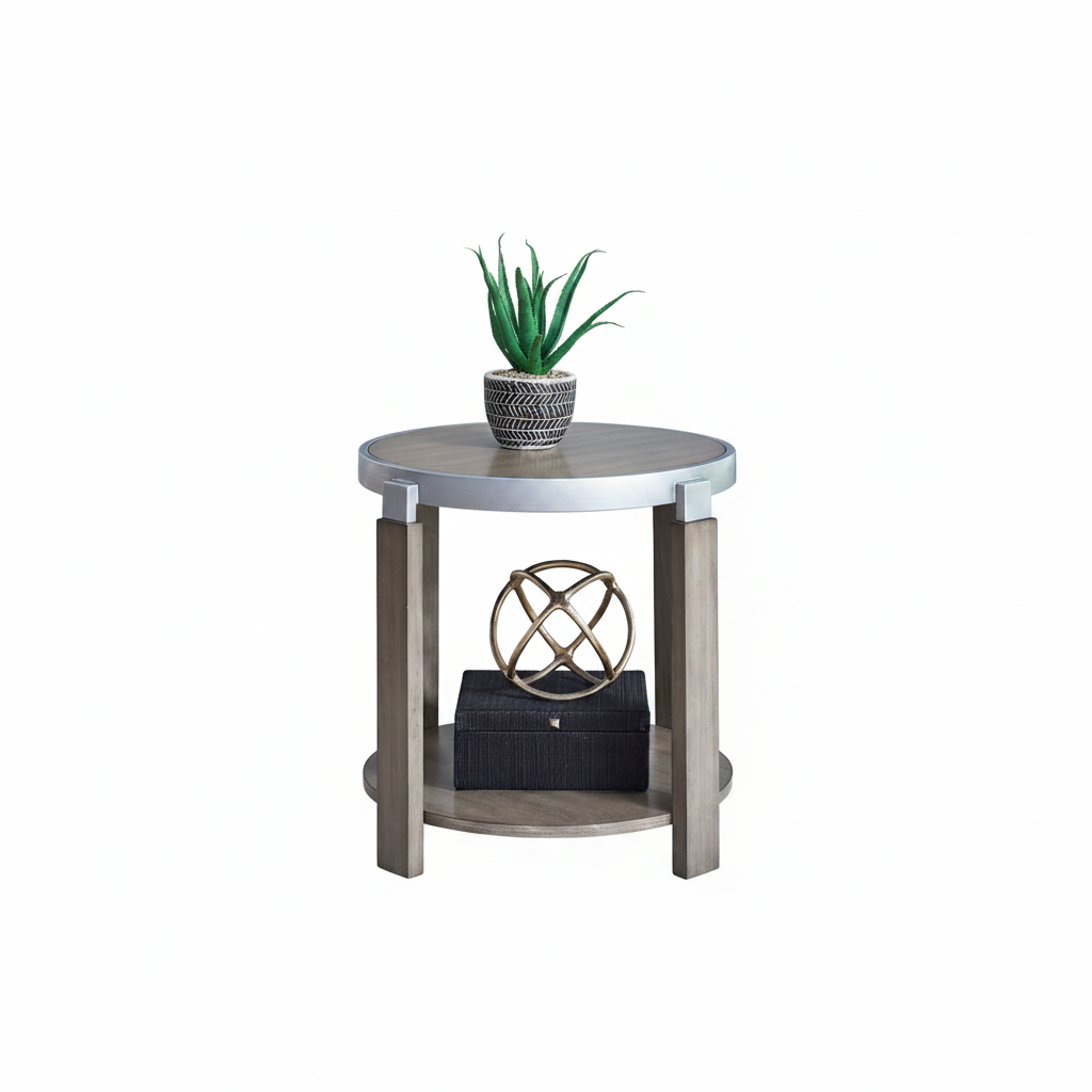 Sutton Bleached Sand Round End Table QK1090485