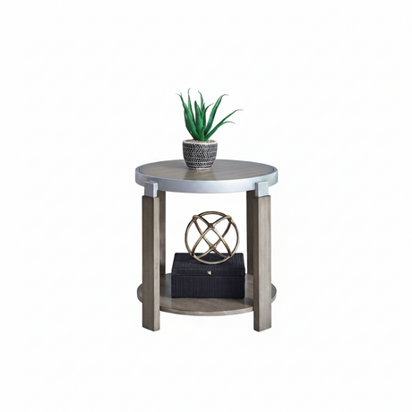 Sutton Bleached Sand Round End Table QK1090485