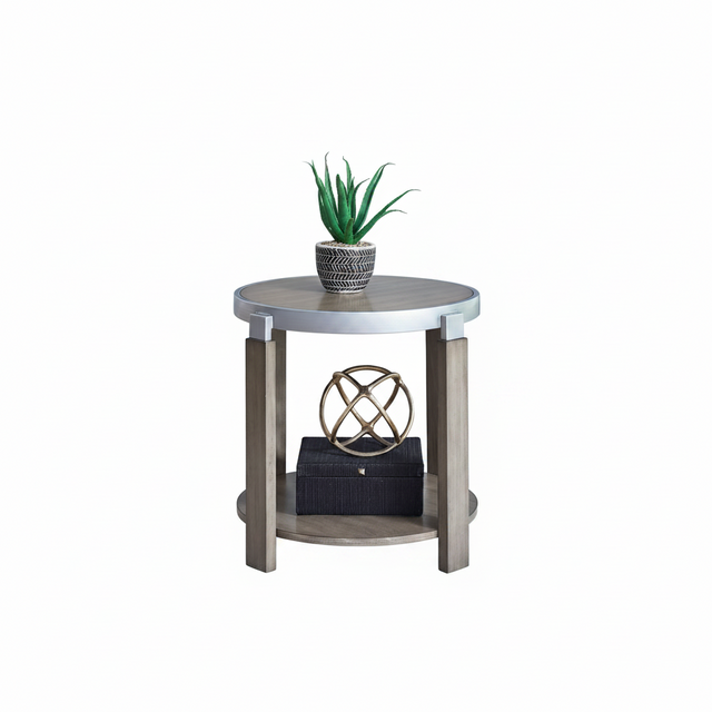 Sutton Bleached Sand Round End Table QK1090485