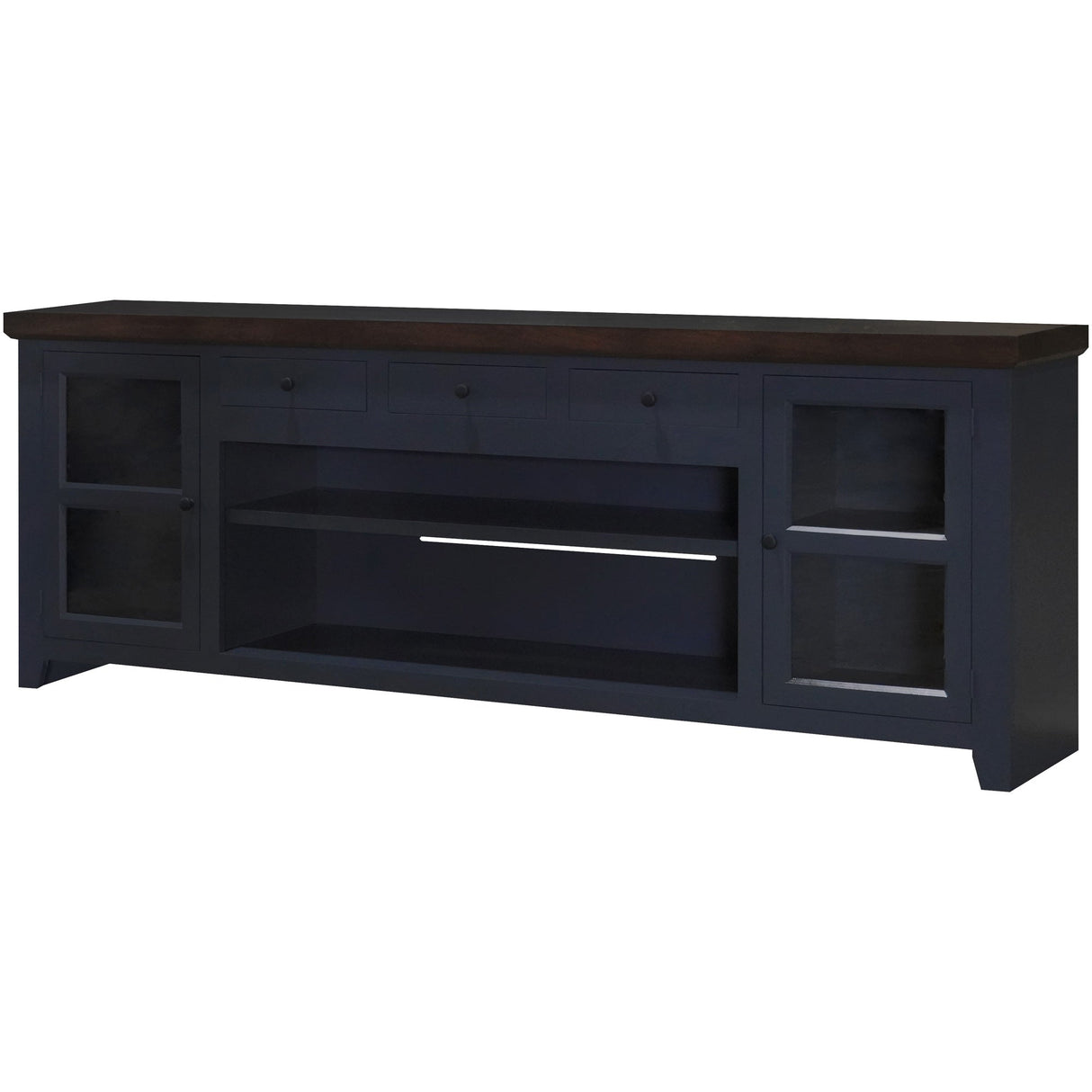Front right view of Emily Oceanside Blue 94 Inch Console