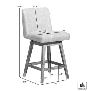 Detail image of Isabella Beige Swivel Counter Stool with overlay of product dimensions