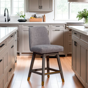 A room setting featuring Isabella Beige Swivel Bar Stool