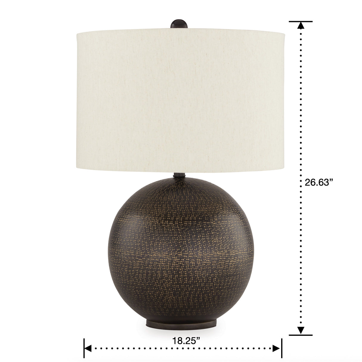 Detail image of Hambell Black Table Lamp with overlay of product dimensions