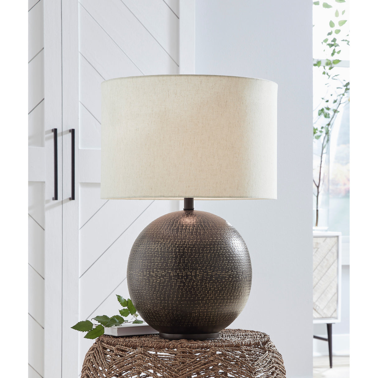 A room setting featuring Hambell Black Table Lamp