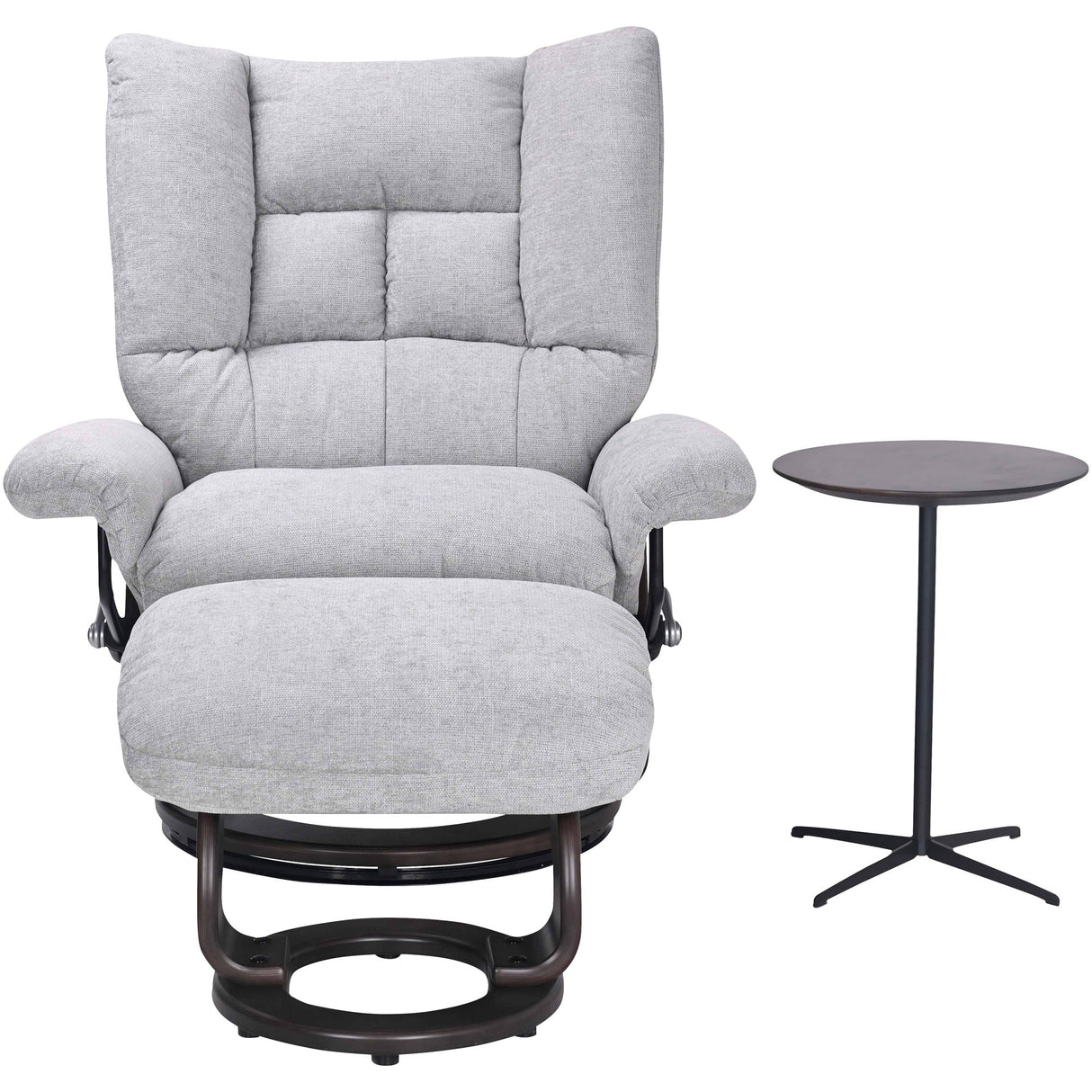 Front right view of Bubba Cement Swivel Recliner with Ottoman