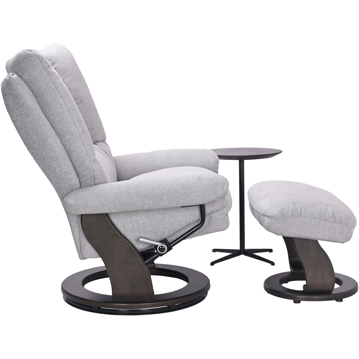 Side view of Bubba Cement Swivel Recliner with Ottoman