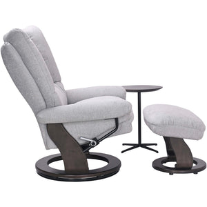 Side view of Bubba Cement Swivel Recliner with Ottoman