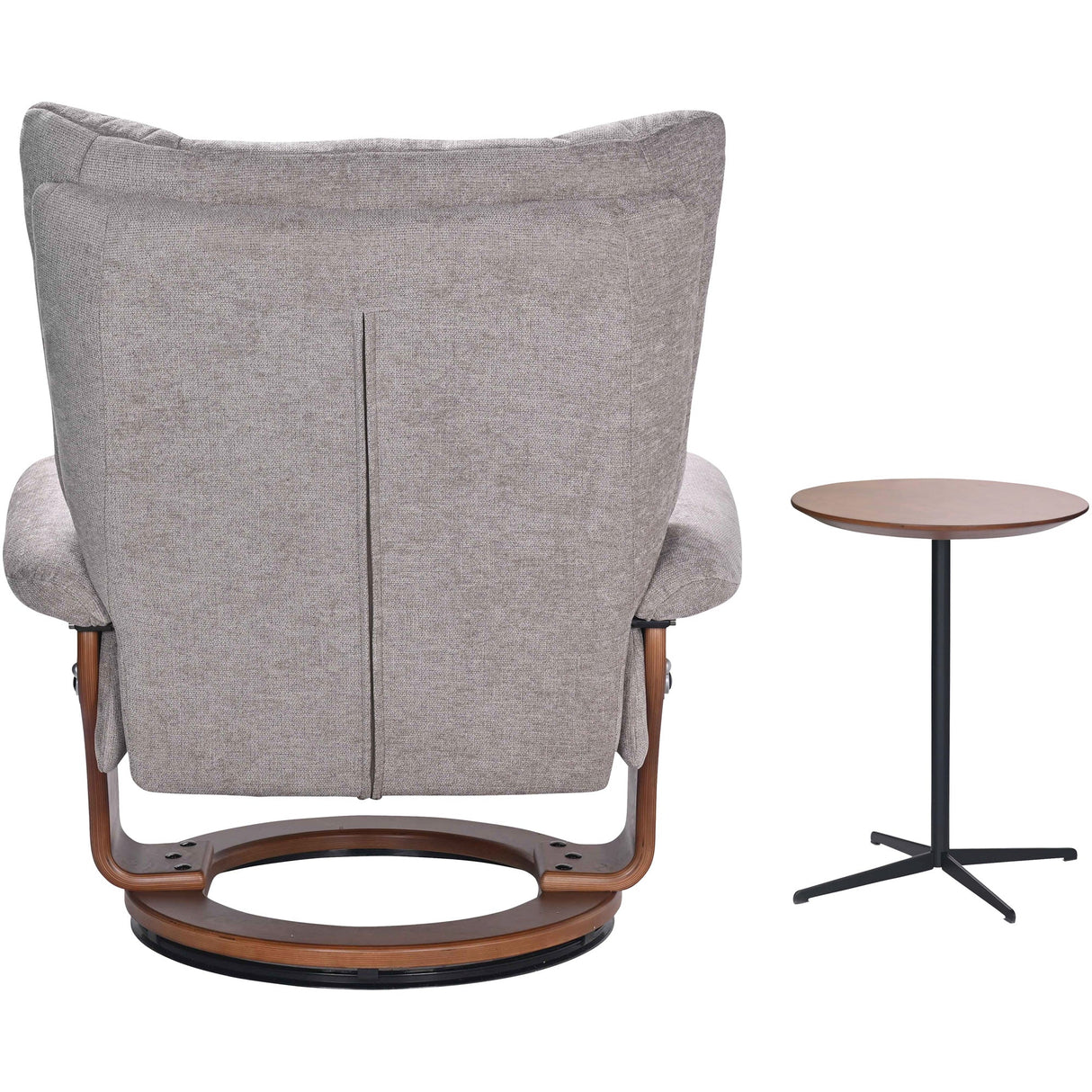 Back view of Bubba Truffle Swivel Recliner with Ottoman
