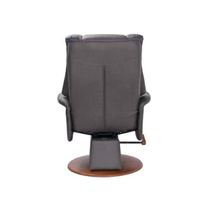 Back view of Victoria Gray Glider Recliner with Ottoman