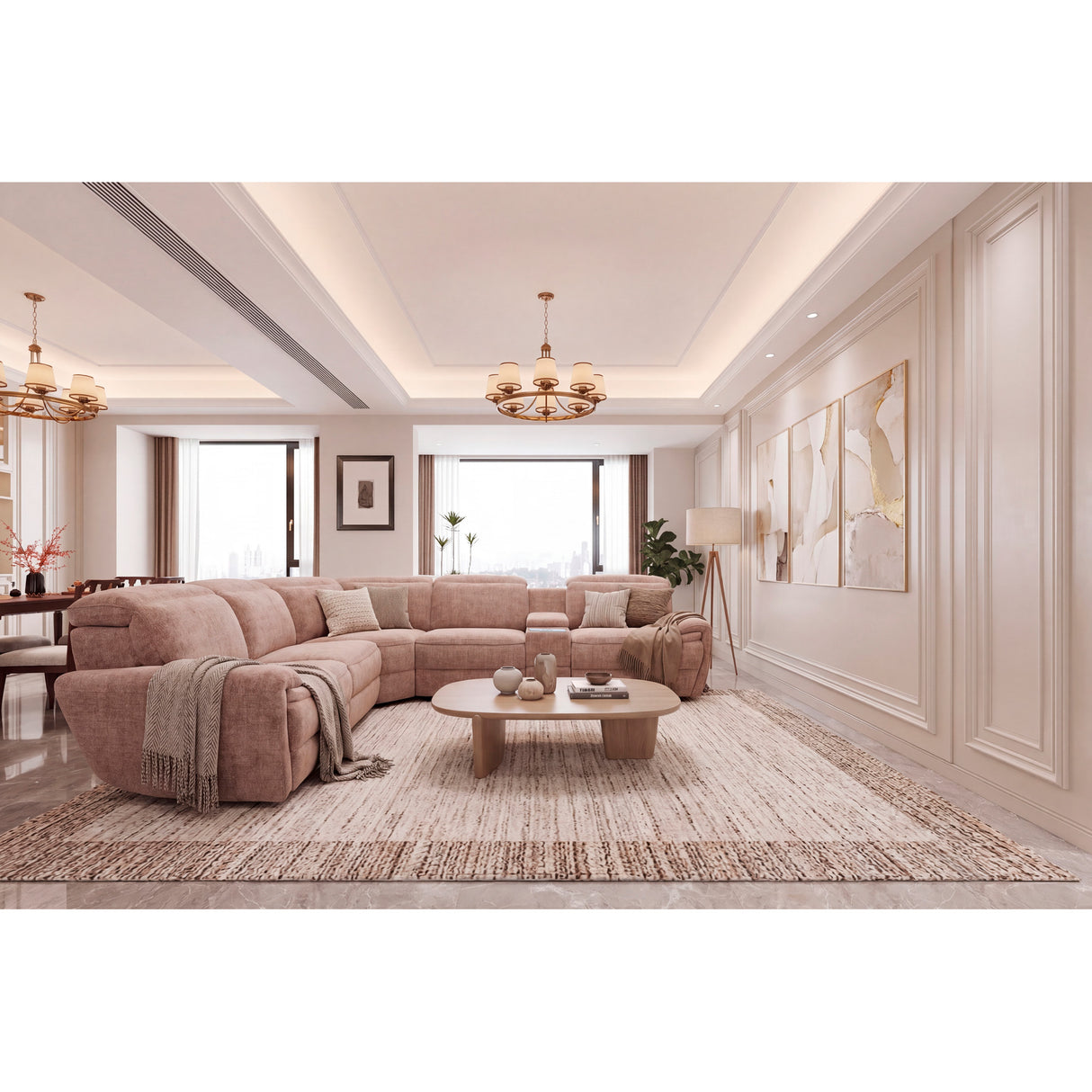 Room setting 3 featuring Declan Cypress 6 Piece Tri Power Reclining Sectional
