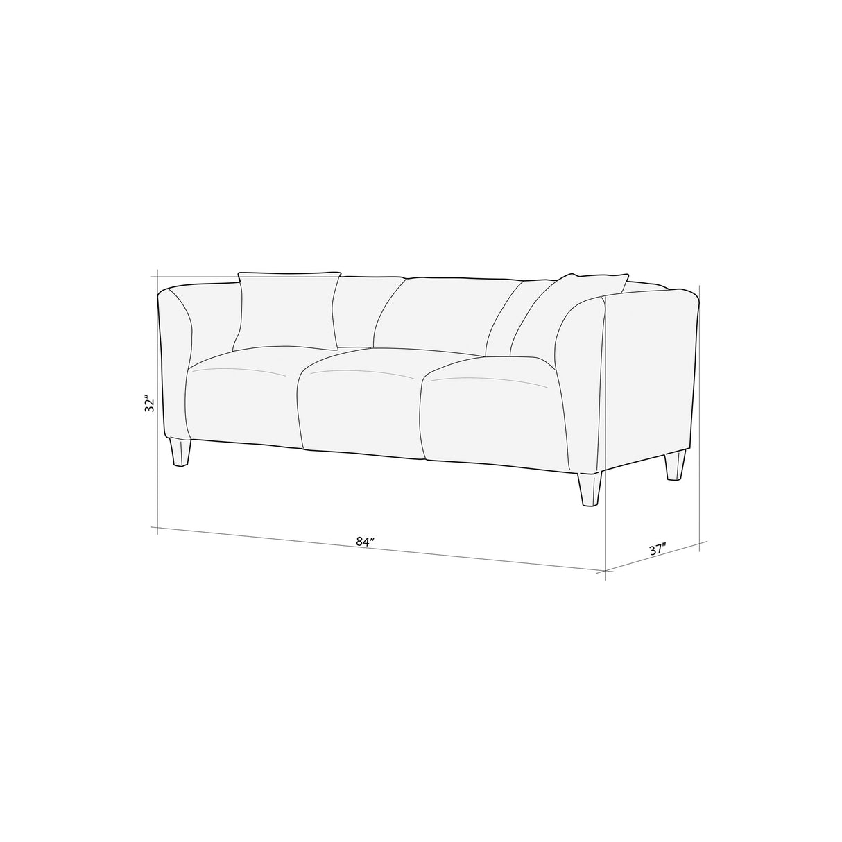 Detail image of Bria Oasis Sofa with overlay of product dimensions