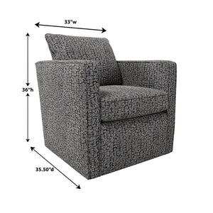 Detail image of Millie Gray Swivel Chair with overlay of product dimensions