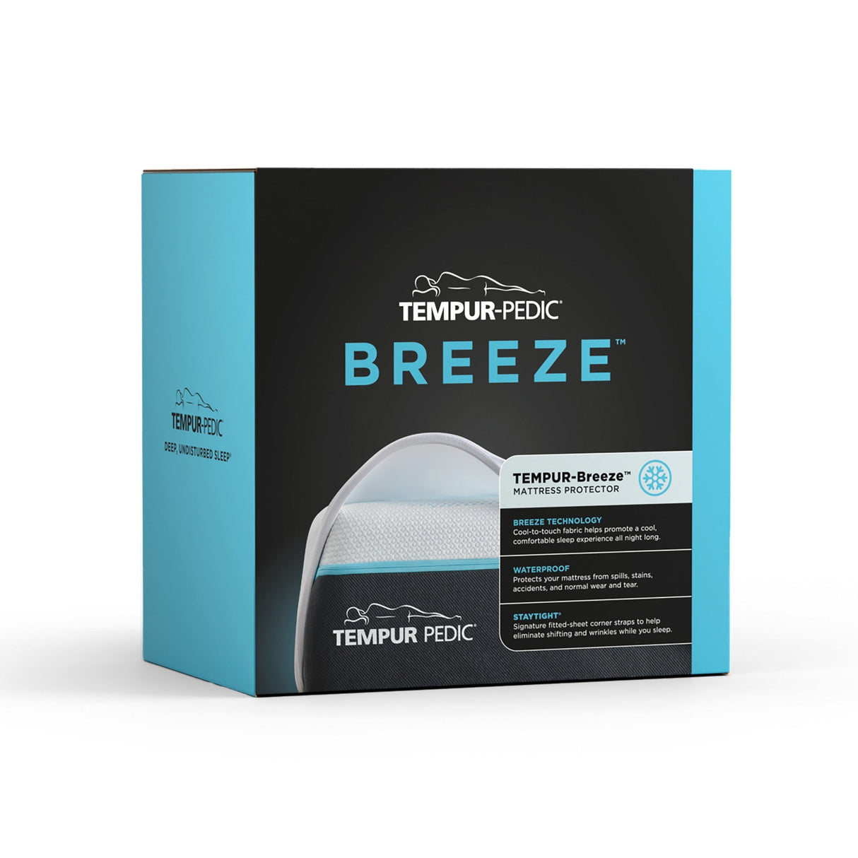 Front left view of Tempur Breeze White Twin XL Mattress Protector