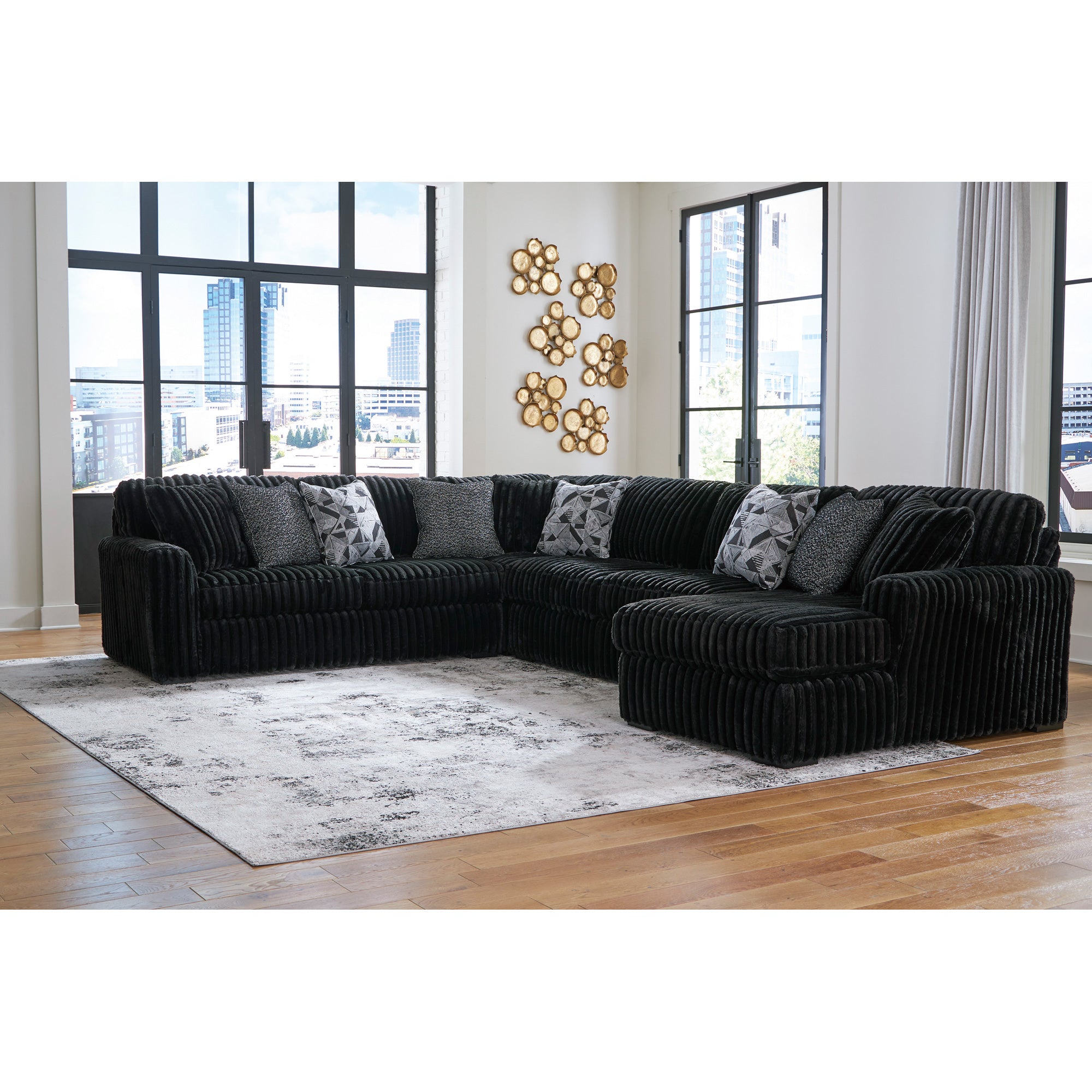 Midnight-Madness 4 Piece Modular Sectional with Right Chaise