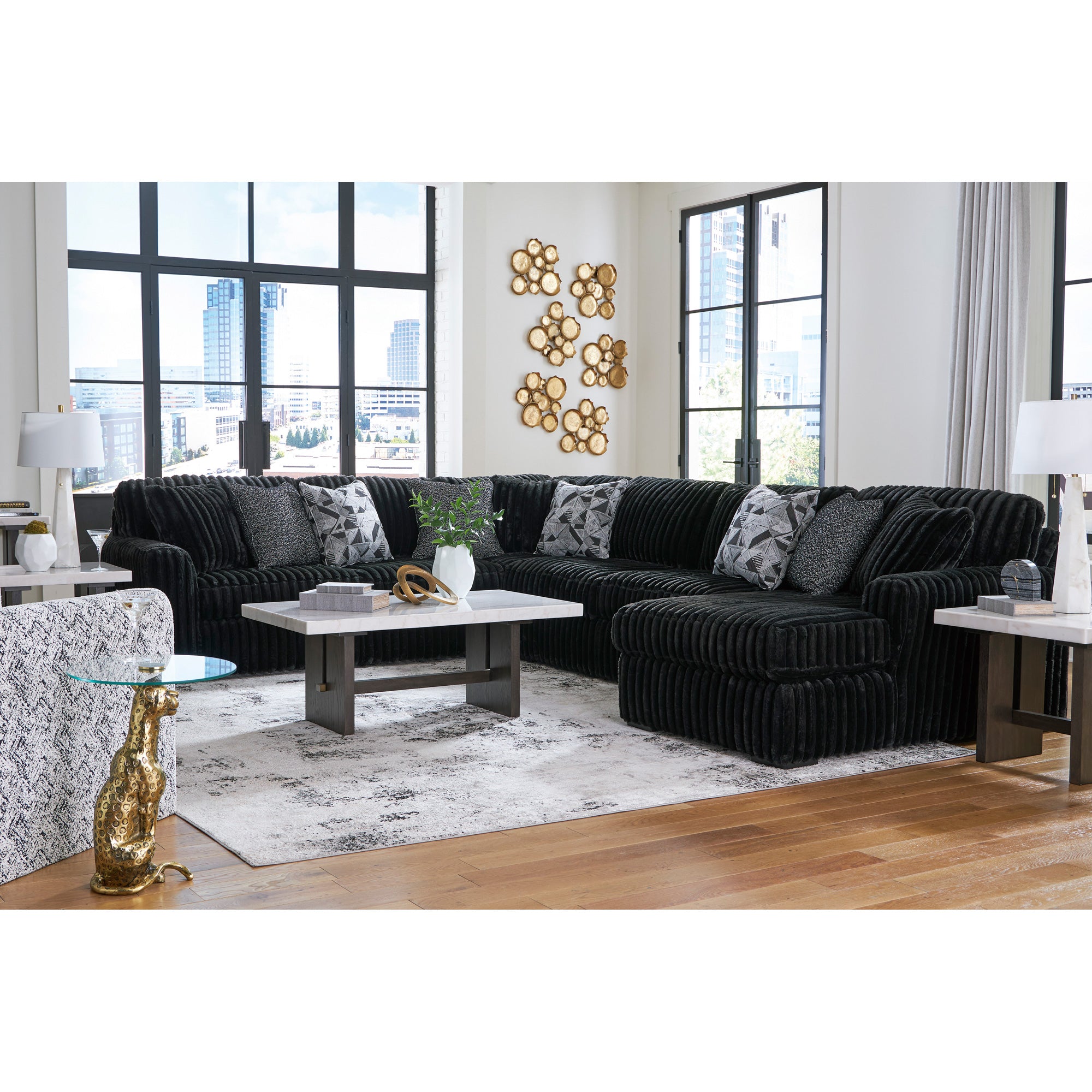 Midnight-Madness 4 Piece Modular Sectional with Right Chaise