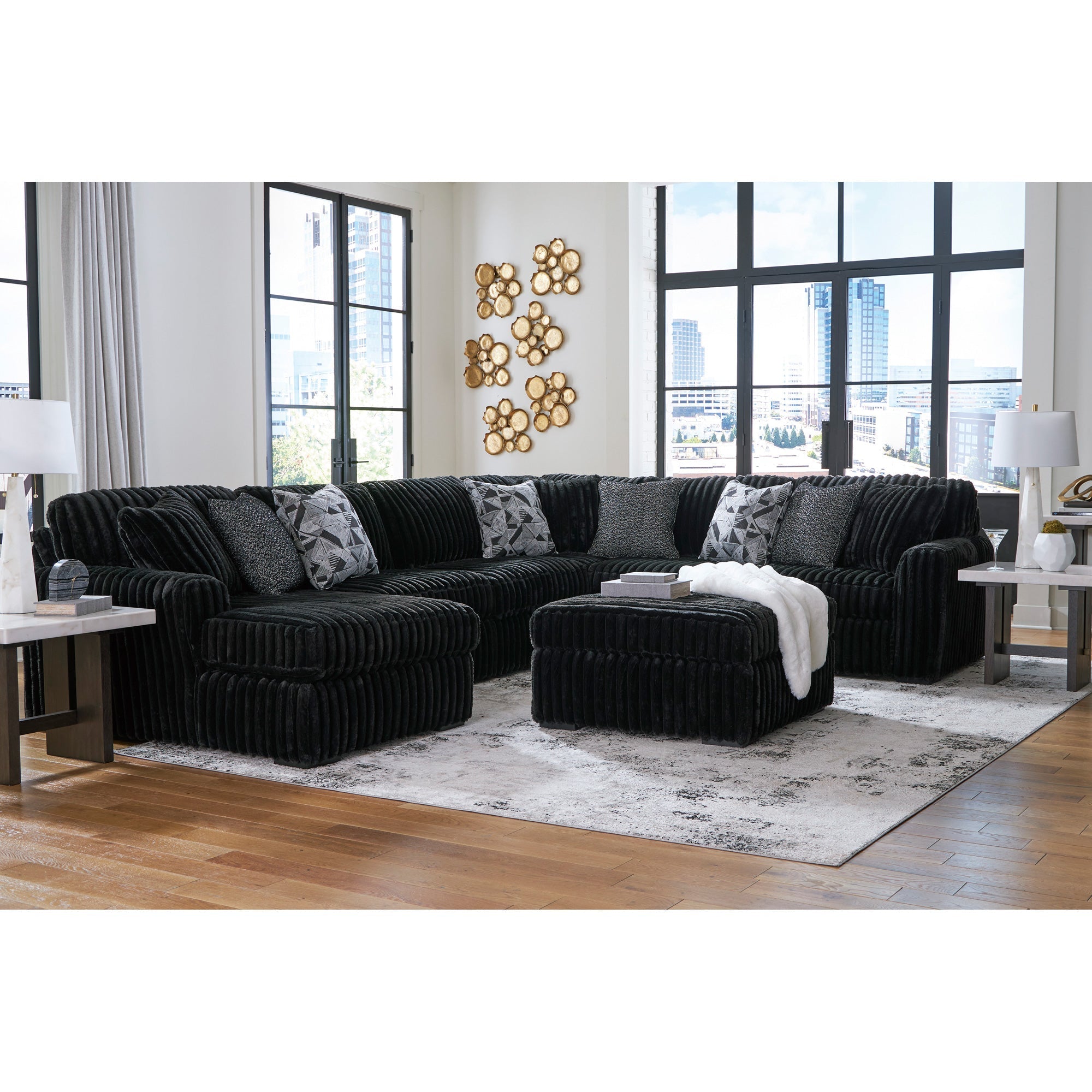 Delight ꧁ Midnight-Madness 4 Piece Modular Sectional with Left Chaise