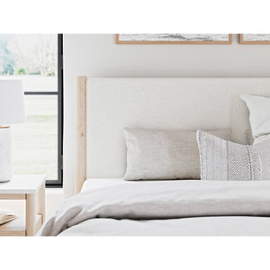 Detail view of Cadmori Natural King 4 Piece Upholstered Room Group