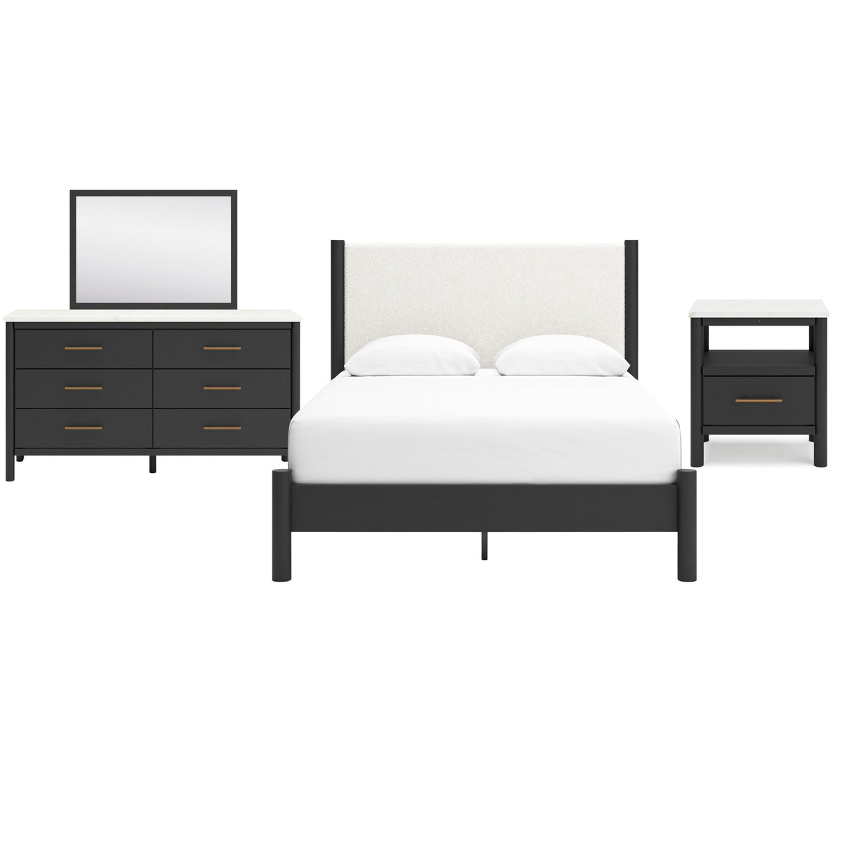 Cadmori Black Queen 4 Piece Upholstered Room Group QK1096174