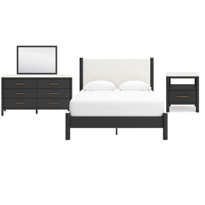Cadmori Black Queen 4 Piece Upholstered Room Group QK1096174