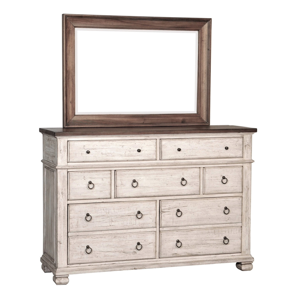 Front left view of Belmont Antique Linen Dresser