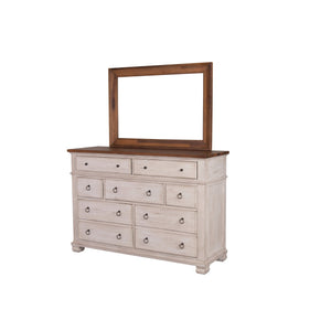 Front right view of Belmont Antique Linen Mirror