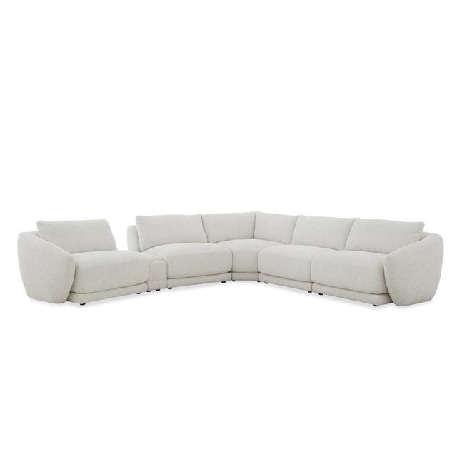 Sectional sofa in light gray on a white background