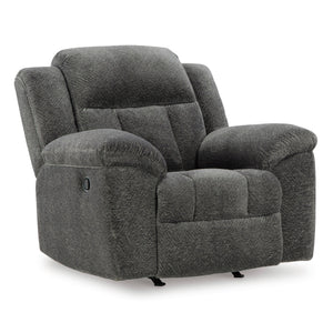 Front right view of Frohn Graphite Rocker Recliner