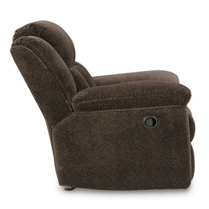 Side view of Frohn Chocolate Rocker Recliner