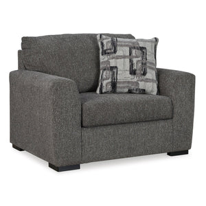 Front right view of Gardiner Pewter Oversized Chair