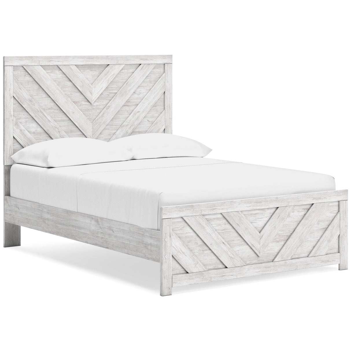 Front right view of Cayboni White Full Panel Bed