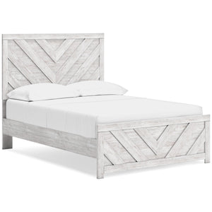 Front right view of Cayboni White Full Panel Bed