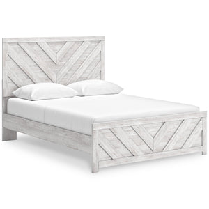 Front right view of Cayboni White Queen Panel Bed