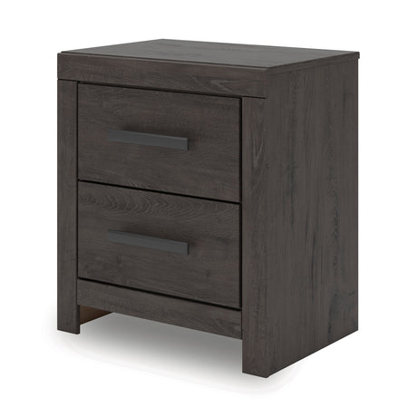 Front right view of Prendonea Charcoal Nightstand