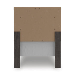 Back view of Prendonea Charcoal Twin Panel Bed