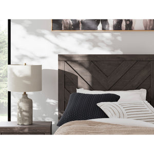 Detail view of Prendonea Charcoal Twin Panel Bed