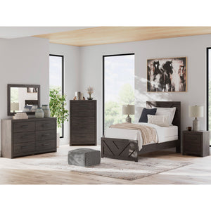 Room setting 2 featuring Prendonea Charcoal Twin Panel Bed
