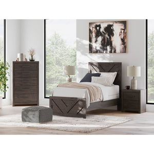 Room setting 3 featuring Prendonea Charcoal Twin Panel Bed