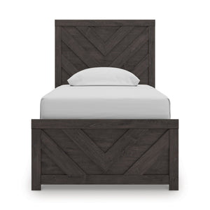 Prendonea Charcoal Twin Panel Bed QK1098716