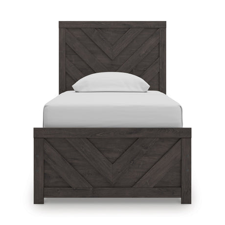 Prendonea Charcoal Twin Panel Bed QK1098716