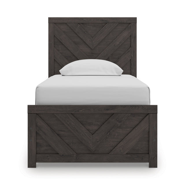 Prendonea Charcoal Twin Panel Bed QK1098716