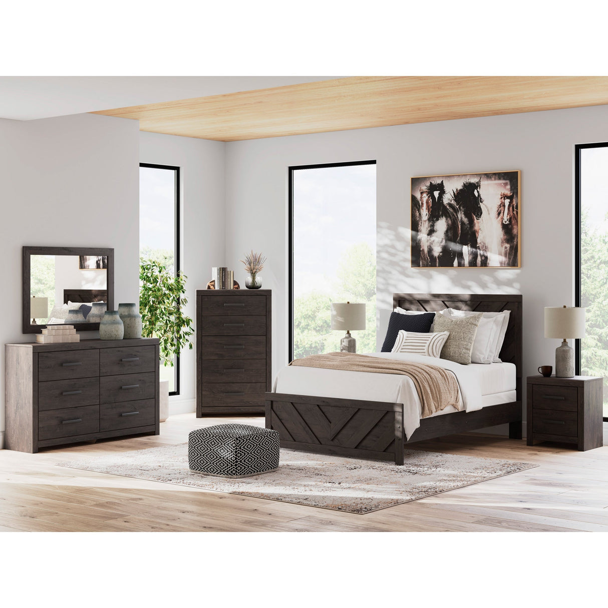 Room setting 2 featuring Prendonea Charcoal Full Panel Bed