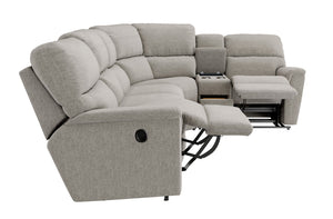 Extended view of Ava Oyster 5 Piece Sectional with 2 Tri-Power Ends and 1 Tri-Power Armless