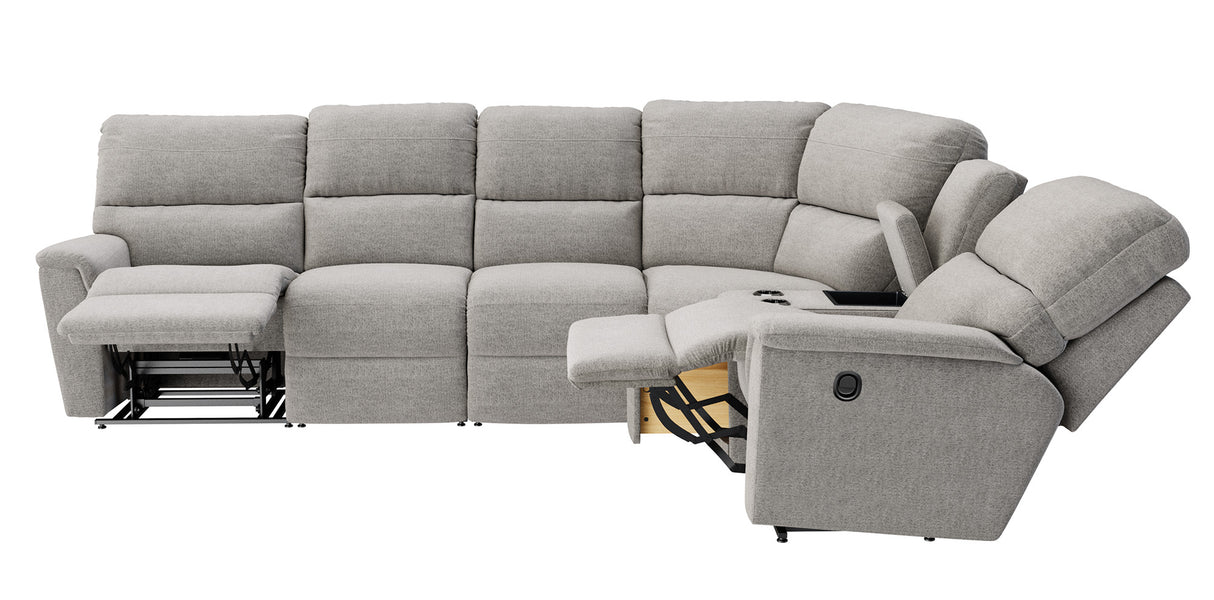 Extended view 2 of Ava Oyster 5 Piece Sectional with 2 Tri-Power Ends and 1 Tri-Power Armless