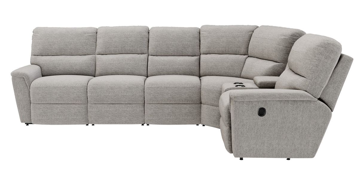 Side view of Ava Oyster 5 Piece Sectional with 2 Tri-Power Ends and 1 Tri-Power Armless