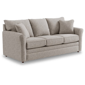 Gray sofa with cushions on a white background