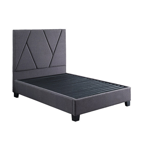 Front right view of Modern Dark Gray Queen Bed