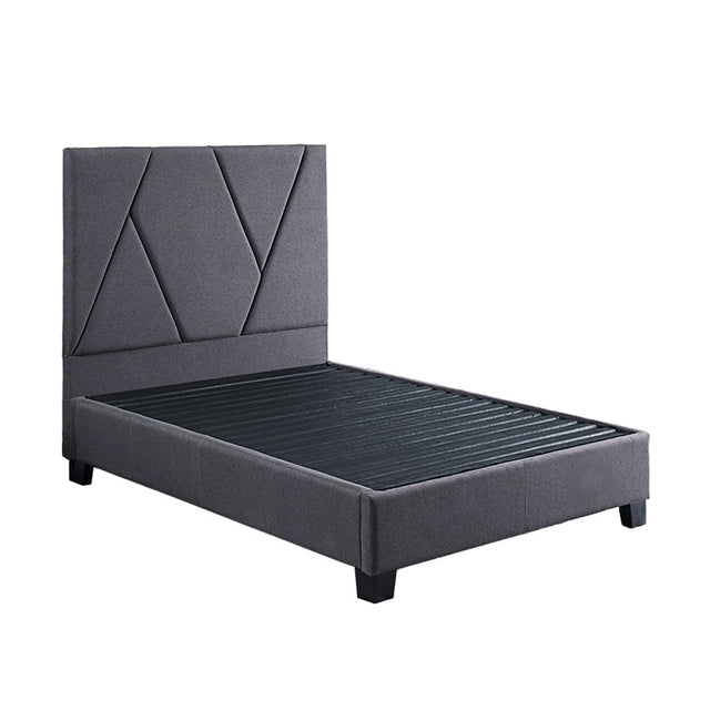 Front right view of Modern Dark Gray Queen Bed