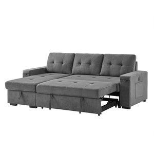 Front right view of Toby Gray Sleeper Chaise Sofa