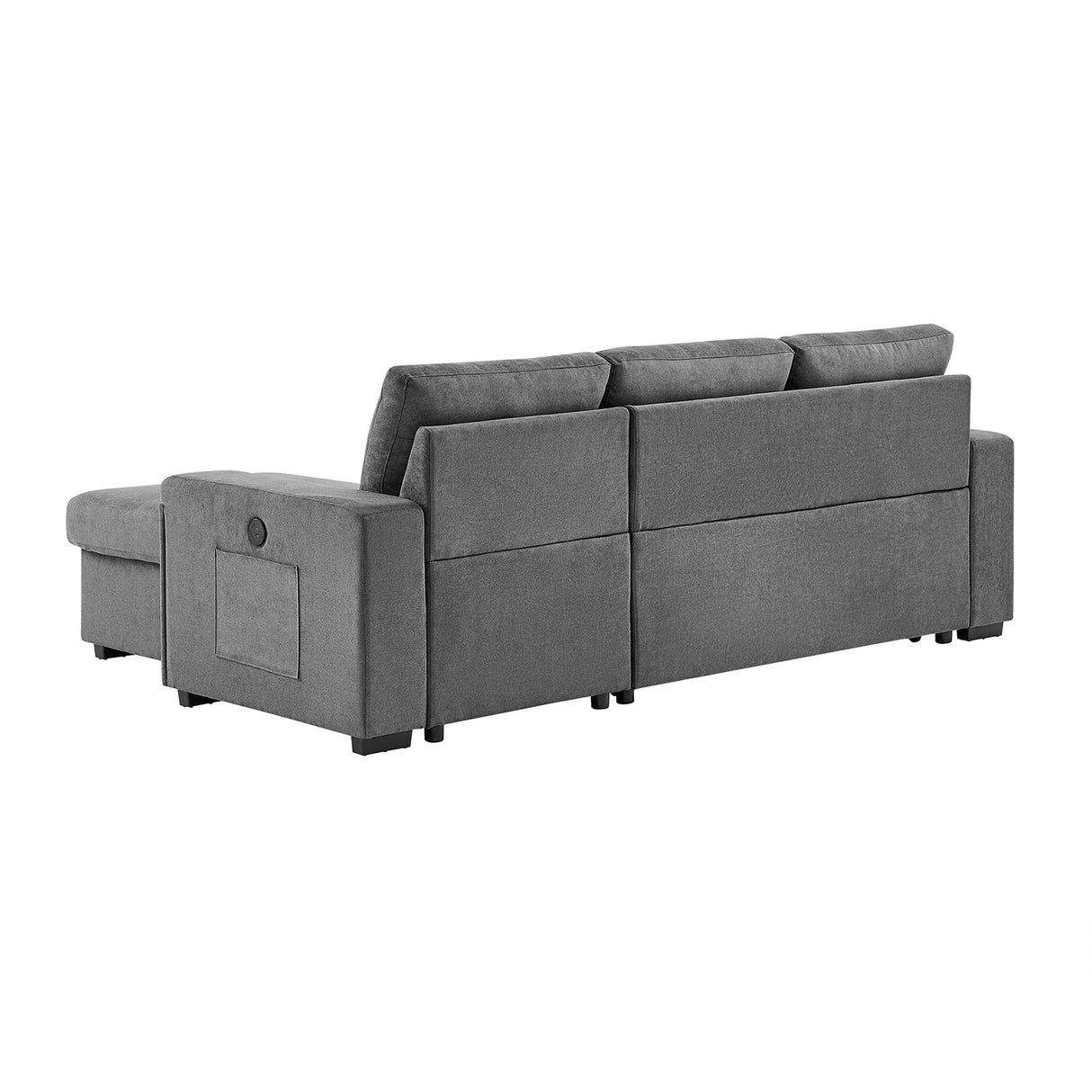 Back view of Toby Gray Sleeper Chaise Sofa