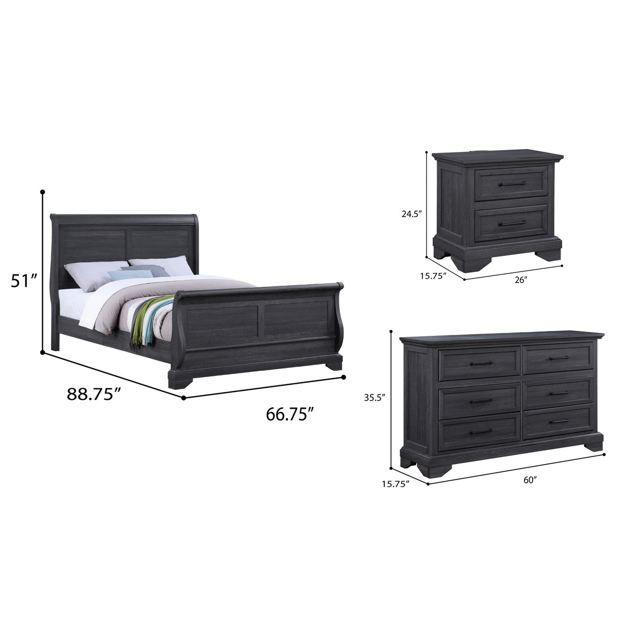 Faye 4 Piece Sleigh Bedroom